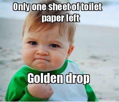 Meme Maker - Only one sheet of toilet paper left Golden drop Meme ...