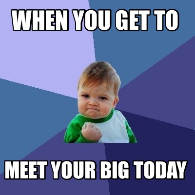 Meme Maker - WHEN YOU GET TO MEET YOUR BIG TODAY Meme Generator!